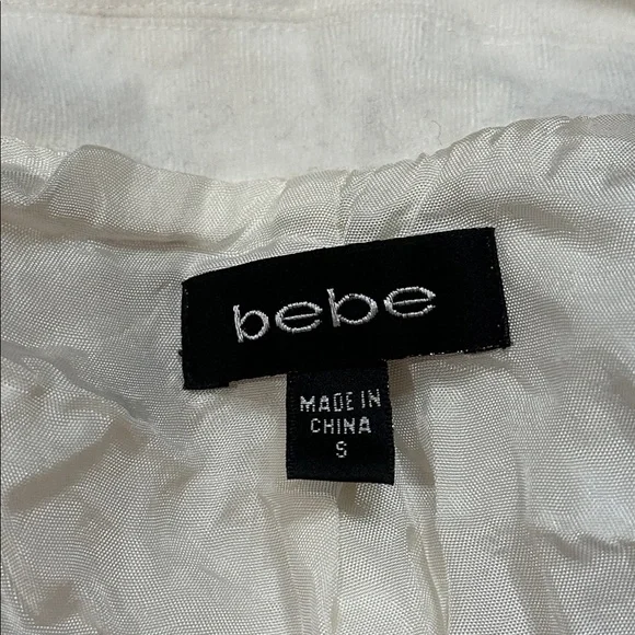 bebe White Trench Coat with Black Accents - Picture 3 of 9